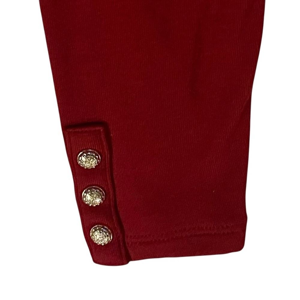 White House Black Market Red Long Sleeve Cold Shoulder Ruched Top Small - Picture 5 of 11